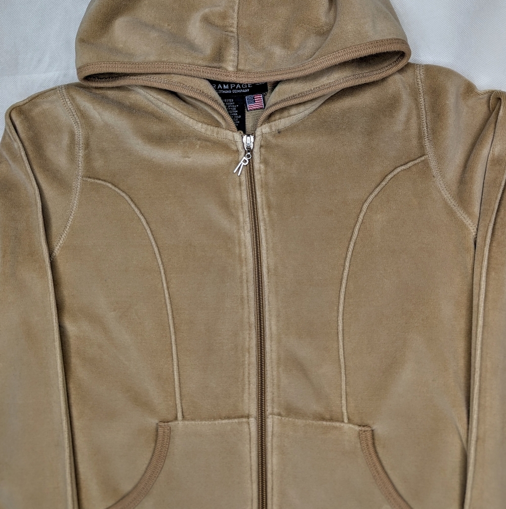 Y2K Rampage Zip Front Cotton Velour Track Jacket - Picture 3 of 10